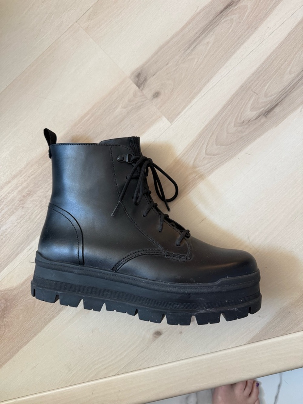 UGG Black Lace-Up Platform Ankle Boots